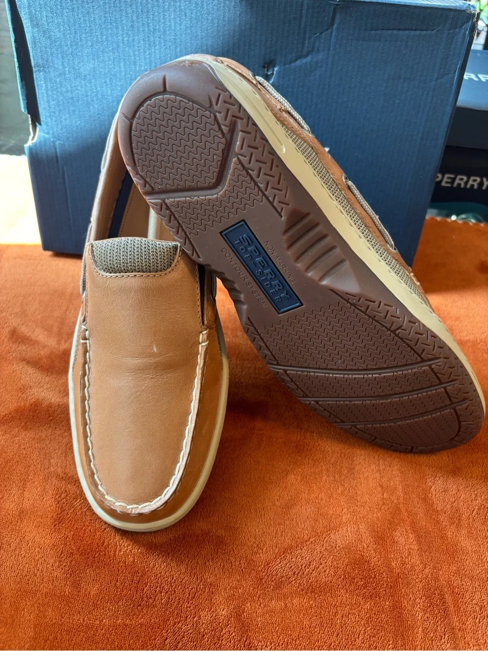 Sperry Men's Slip-On Boat Shoes in Tan/Brown